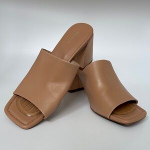 Aldo Women's Leather Beige Block Heel Mules